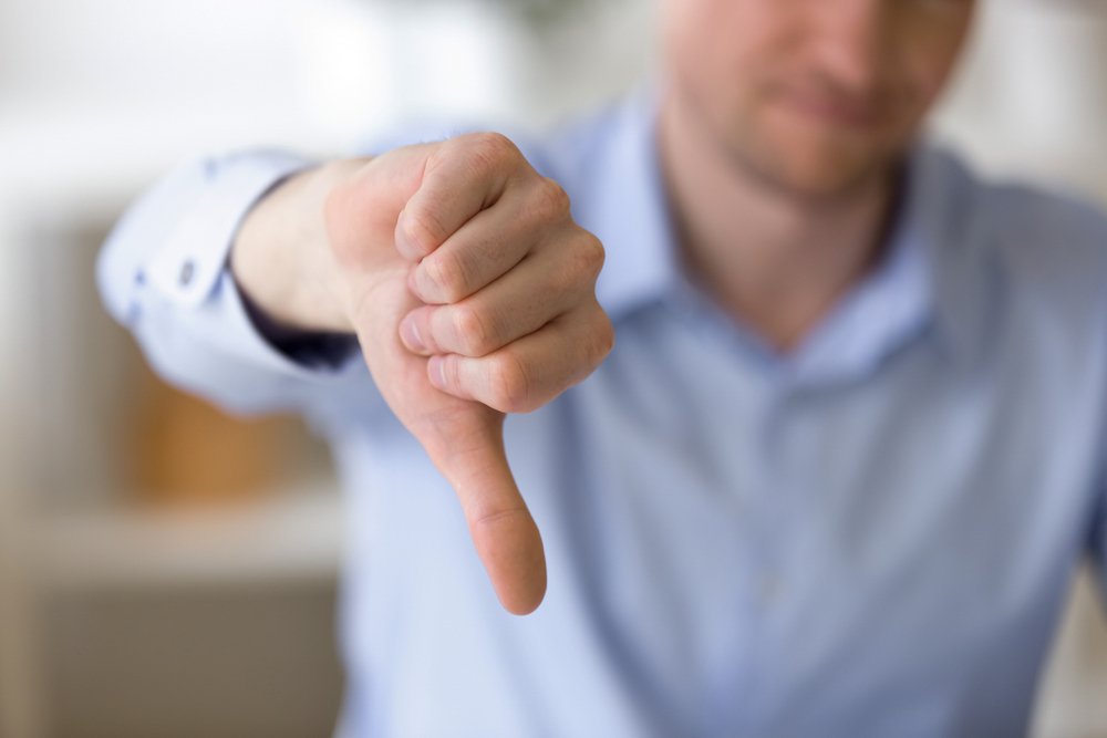 visa refusal rejected visa thumbs down